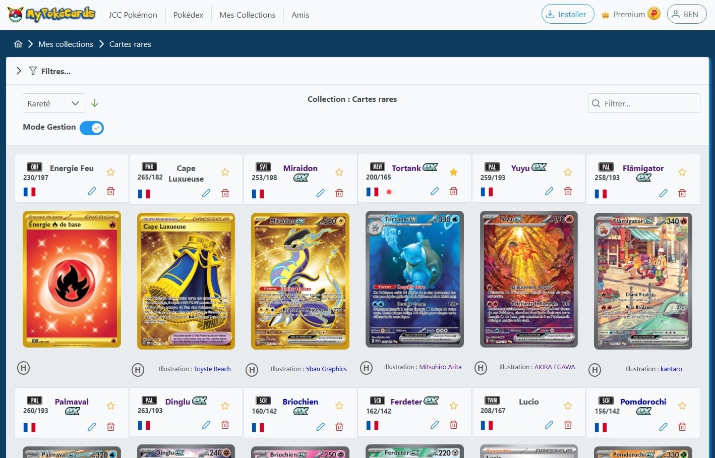 Multi-langues des versions d'une carte dans une collection sur MyPokéCards