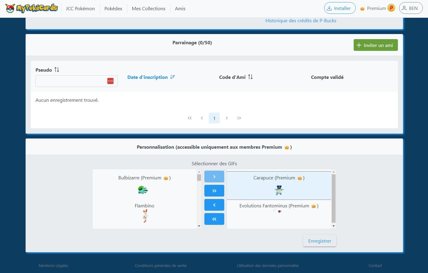 Fonction de personnalisation des GIFs de chargement dans MyPokéCards